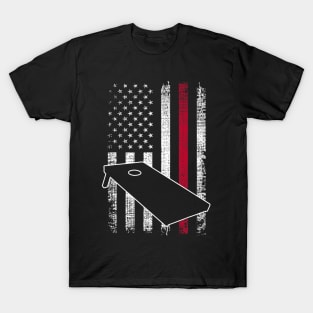 Vintage Retro American Flag Cornhole 4th Of July T-Shirt